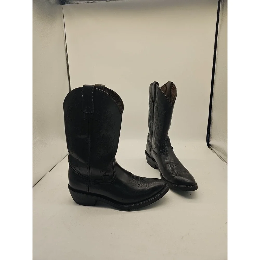 Justin Boots JB1100 Mens Black Leather Western Cowboy Boots Size 9 D Round Toe